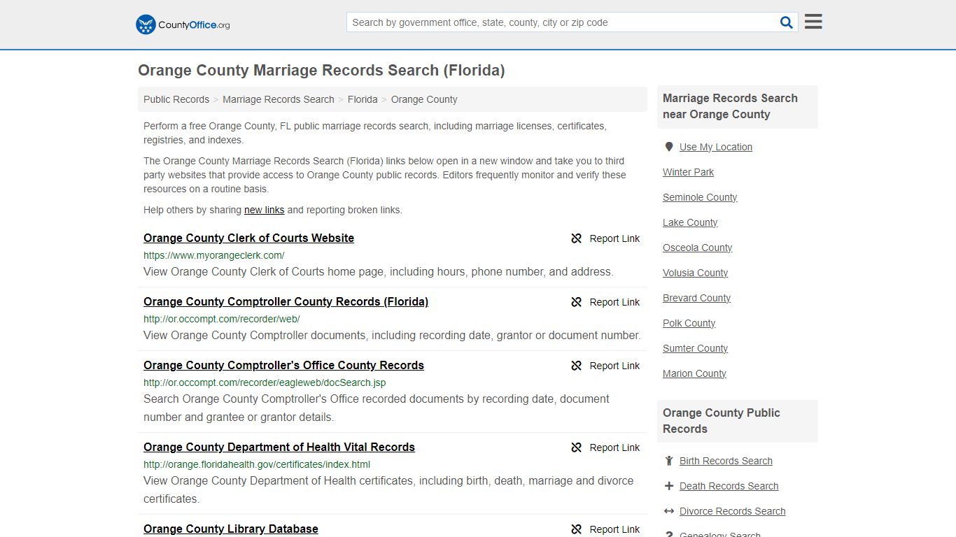 Marriage Records Search - Orange County, FL (Marriage Licenses ...