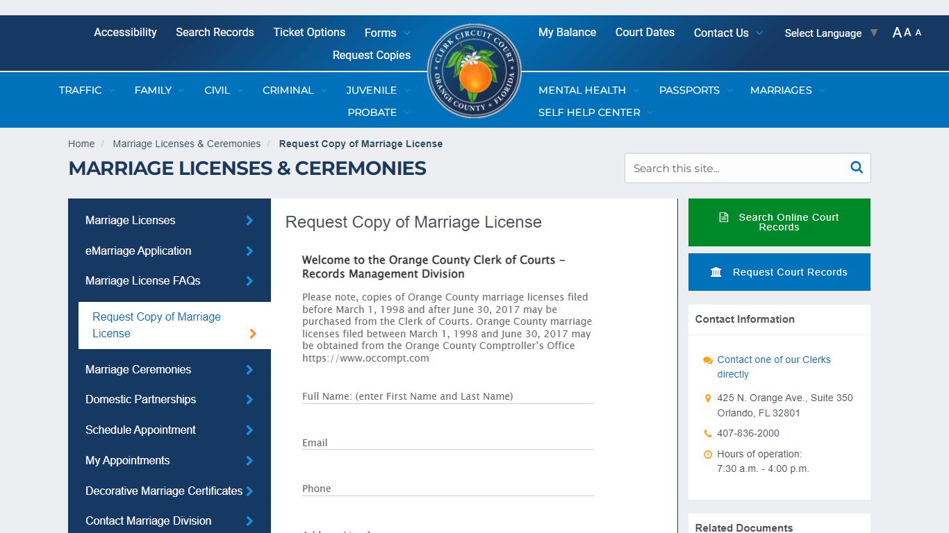 Marriage Licenses & Ceremonies - My Orange Clerk