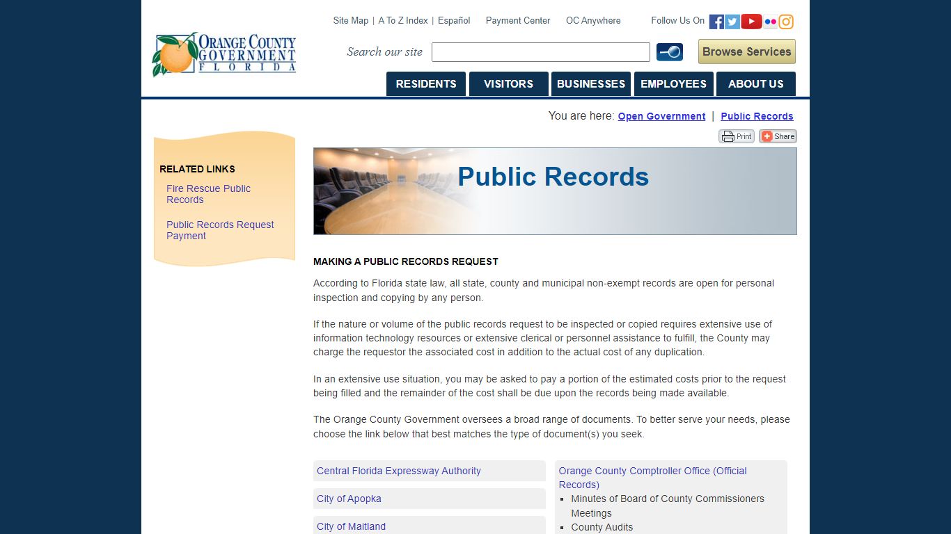 Public Records - Orange County, Florida